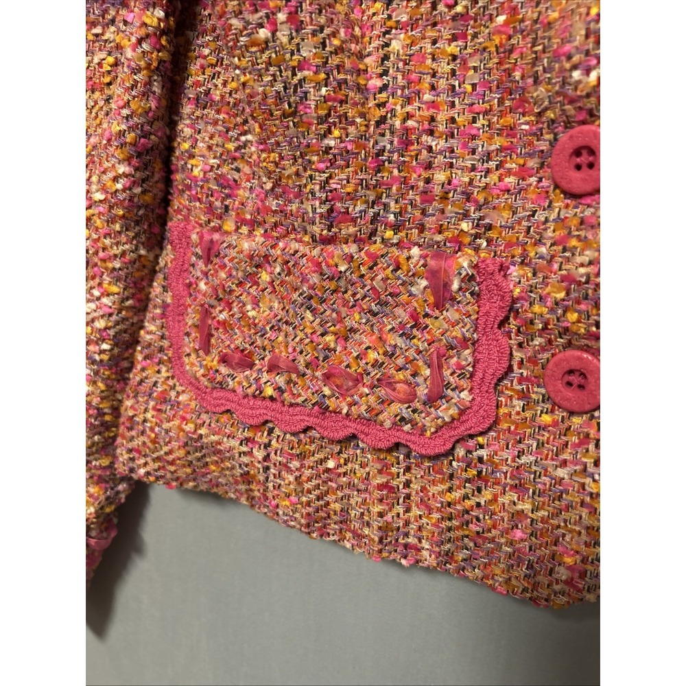 Vintage Althuser Womans 100% Silk Button Up ‎ Tweed Blazer Lined Pink Size 2 - Picture 5 of 16